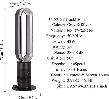Ventilatore Power Tower da 35W per un flusso d'aria costante e una funzione di oscillazione in una casa portatile