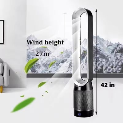 Ventilatore a torre silenzioso da 42 pollici con telecomando e purificatore d'aria Hepa senza lame di ventola
