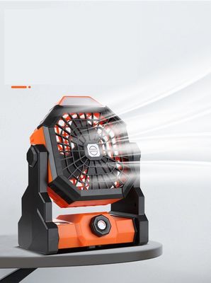 Ventilatore portatile da 6 pollici di vento ricaricabile per tende da campeggio con illuminazione e resistente