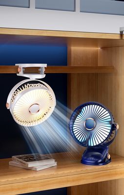 Ventilatori portatili USB ricaricabili da 6 pollici con luce notturna 720 Rotate Personal Clip Fan For Home Office