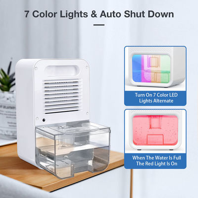 Smart Mini Dehumidifier con serbatoio dell'acqua da 1100 ml e 7 luci colorate per la comodità domestica