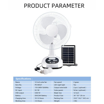 Ventilatore solare da tavolo 12 pollici Ventilatore a risparmio energetico alimentato a energia solare per energia pulita sostenibile