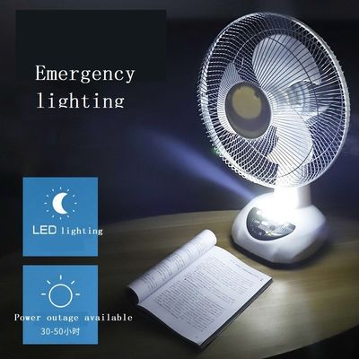 Ventilatore solare ricaricabile da 12 pollici con batteria e 2 lampadine LED Soluzione sostenibile