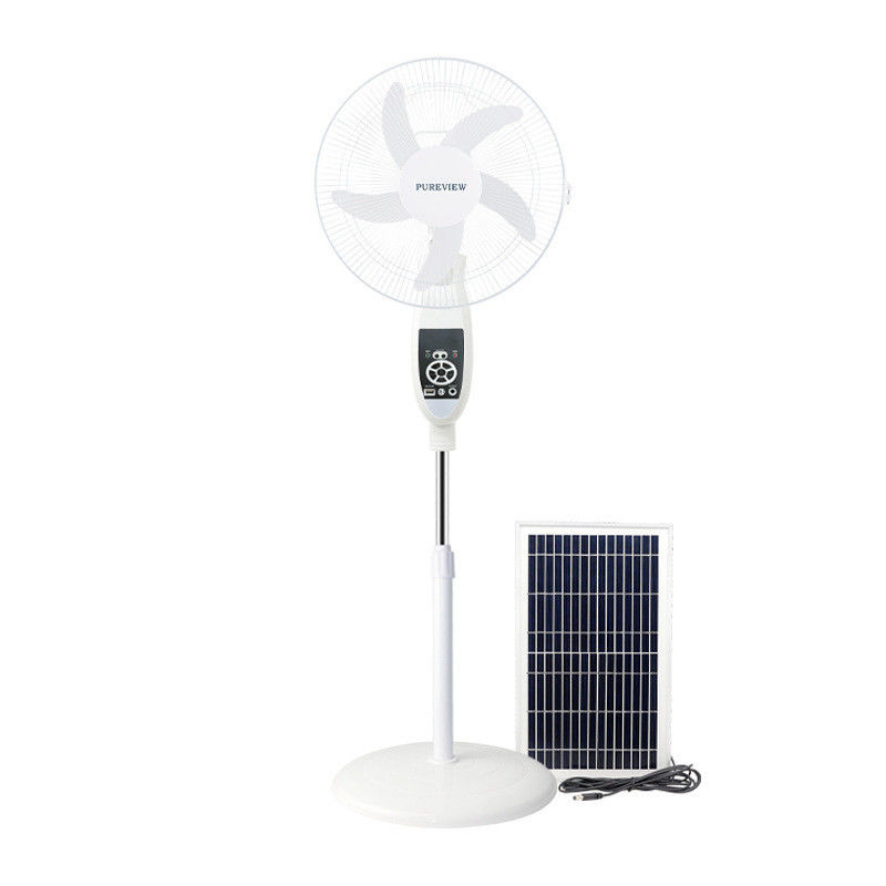 Controllo remoto Ventilatore solare portatile verticale da 16 pollici con lampadine e pannelli a LED