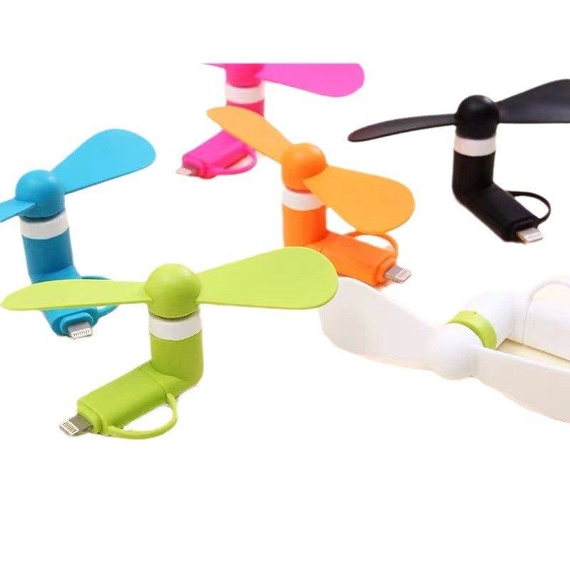 Logo stampato sullo schermo di seta 2 in 1 USB Mini Fan per iPhone e Android Tipo-C Solo 15g