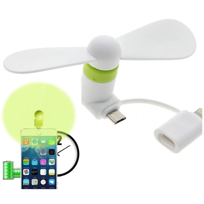 Ventilatore di telefono portatile pieghevole TPE ABS materiale 2 in 1 per iPhone Android